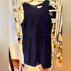 LOFT Midnight Blue Lace Midi Dress